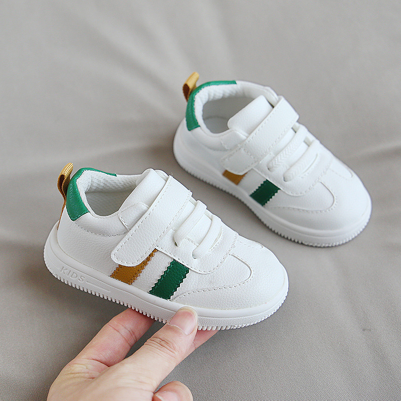 Xiaoxiao 1-2-3 años Otoño zapatos blancos zapatos de bebé nuevos niños y niñas zapatos de tablero de fondo suave Velcro zapatos de niño