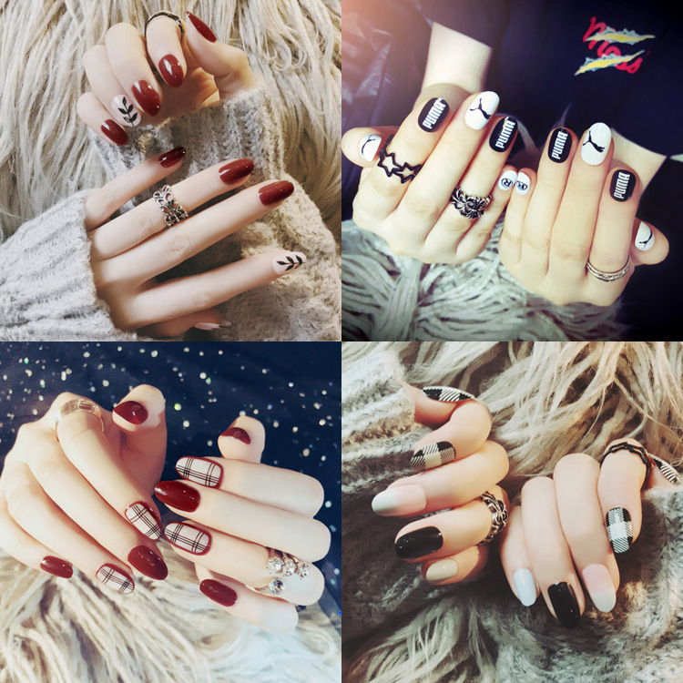 Tina nail art finished products Net red with ins fake nails finished nail art patch wear nail glue collection Z