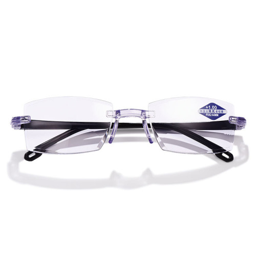 New Blue Light Blocking Diamond Edge Bifocal Reading Glasses, Frameless Integrated High Definition Reading Glasses, Factory Wholesale