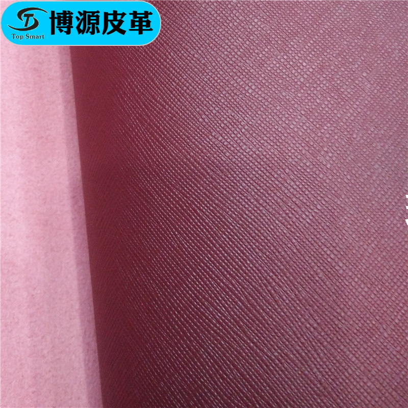 十字纹超纤 博源皮革现货供应 手袋革 时尚经典牙签纹 箱包超纤革