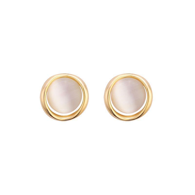 Korean high-end cat eye stone earrings with a cold simple style, versatile temperament, earrings, and accessories for women_voghion.com