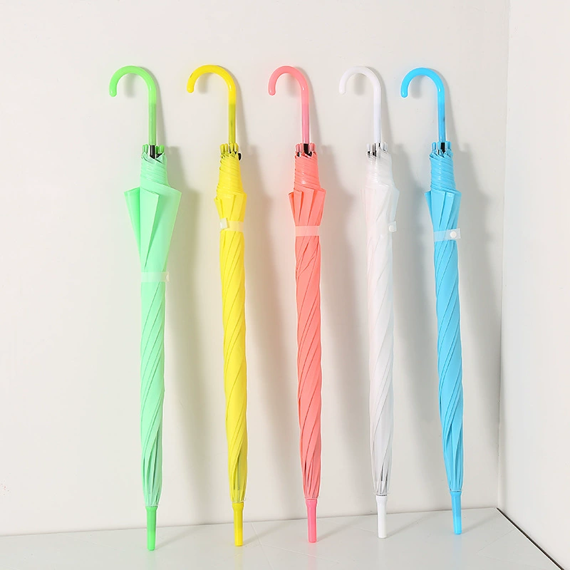 Оптовая Продажа с фабрики простой свежий Зонт 8-костяной длинный зонт с ручкой прямой зонт ПВХ поверхность зонта для печати логотип Солнечный зонт