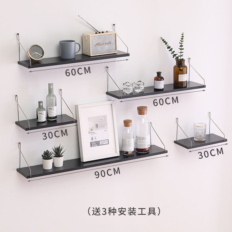 Artistic Bookshelf, No-Drill Wall-Mounted Bedside Wall Decoration, Bedroom Wooden Board Multifunctional Shelf, Creative Storage
