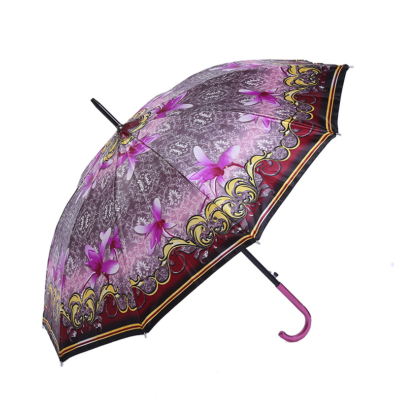 Paraguas de satén de alta calidad, 10 varillas, para mujer, con logo personalizable, parabrisas y sombrilla, fábrica al por mayor