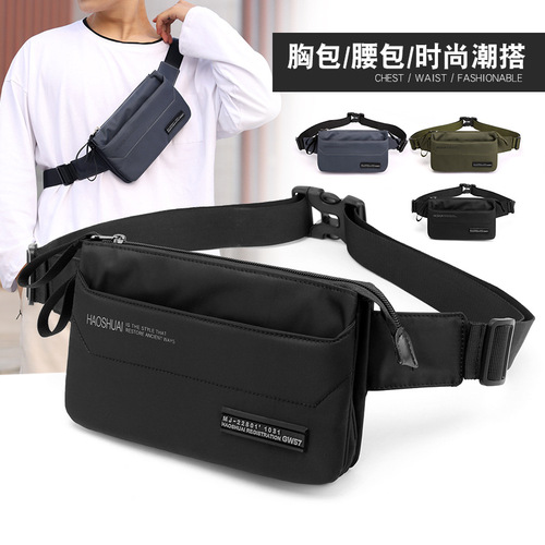 Factory direct sales new outdoor sports close-fitting waist bag Trendy men's chest bag crossbody bag multi-functional storage bag