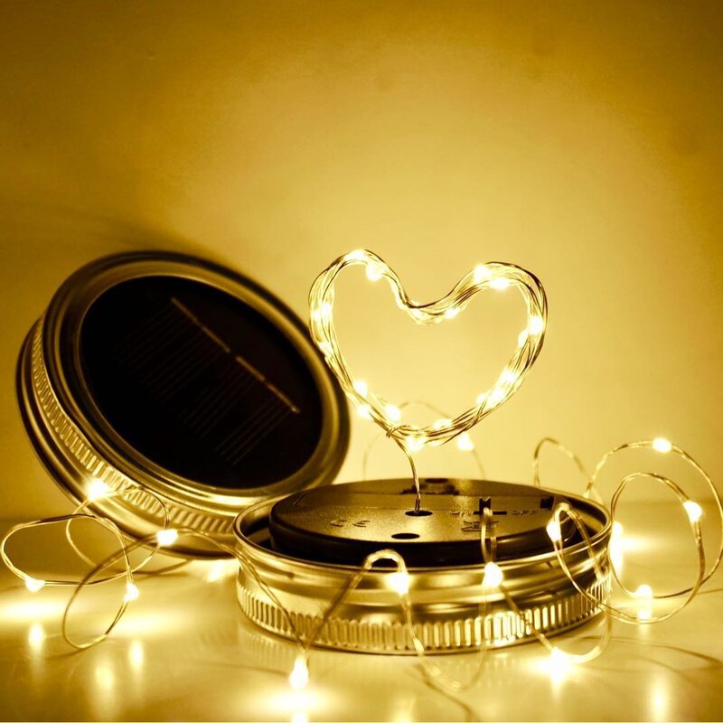 Factory Direct Sales Led Light Solar Mason Jar Light 30 Lights Copper Wire Light String Starry Sky Fairy Fairy Firefly
