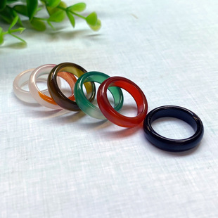 White agate ring Red Green black chalcedony round ring 10 yuan model stall run Jiangyuan Jade supply wholesale