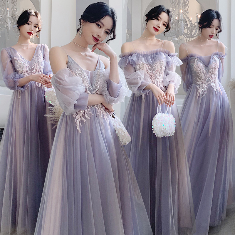 Dopamine-Style Purple Bridesmaid Dresses, Summer Long Fairy-Like Elegant Slim-Fit Dresses for Sister Groups, Graduation Season Evening Gowns