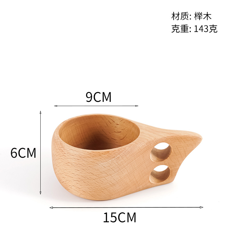 Taza de café de haya creativa taza de leche taza de artesanía de madera taza de agua nórdica de madera maciza ecológica pedido al por mayor