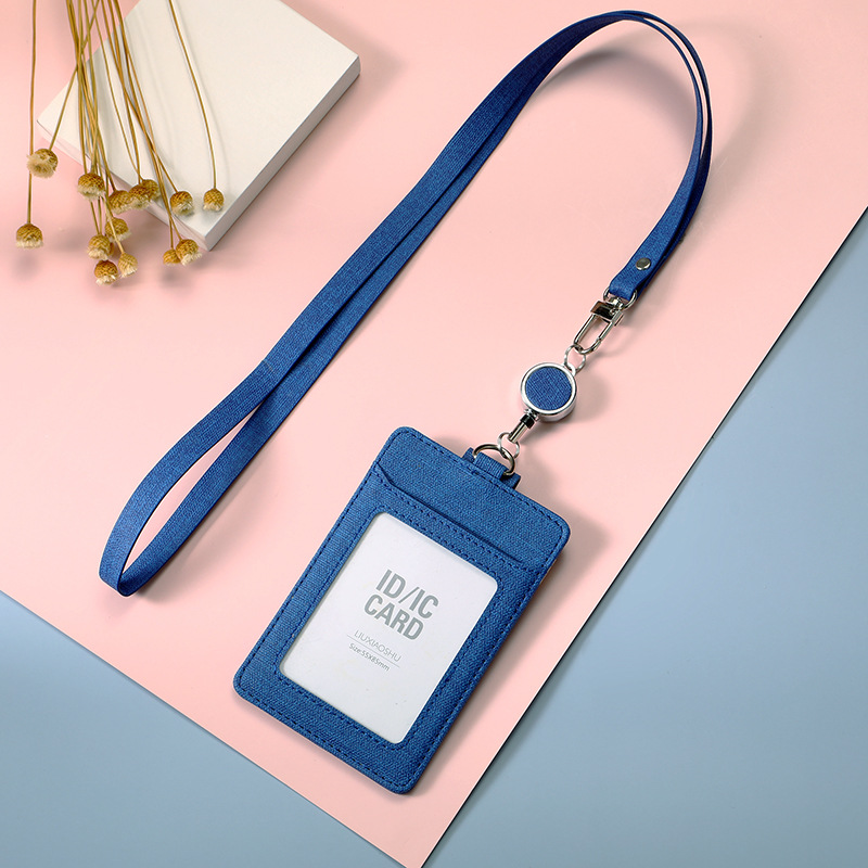 Porta Tarjetas de Tela con Cordón Retráctil para Identificación, Tarjeta de Trabajo, Tarjeta de Empleado, Ranuras Dobles para Tarjetas, Porta Tarjetas de Invitados con Hebilla Deslizante.