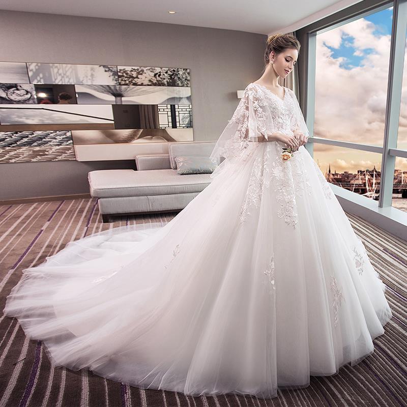 Vestido de novia estilo 2026, talla grande, adelgazante, con cola, estilo princesa de ensueño, para mujeres de talla grande que oculta la barriga, comercio exterior. image 7