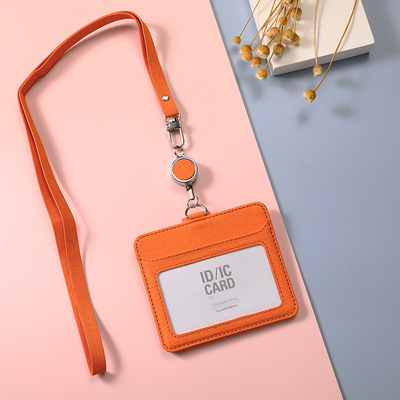 Porta Tarjetas de Tela con Cordón Retráctil para Identificación, Tarjeta de Trabajo, Tarjeta de Empleado, Ranuras Dobles para Tarjetas, Porta Tarjetas de Invitados con Hebilla Deslizante.