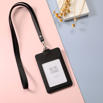 Porta Tarjetas de Tela con Cordón Retráctil para Identificación, Tarjeta de Trabajo, Tarjeta de Empleado, Ranuras Dobles para Tarjetas, Porta Tarjetas de Invitados con Hebilla Deslizante.