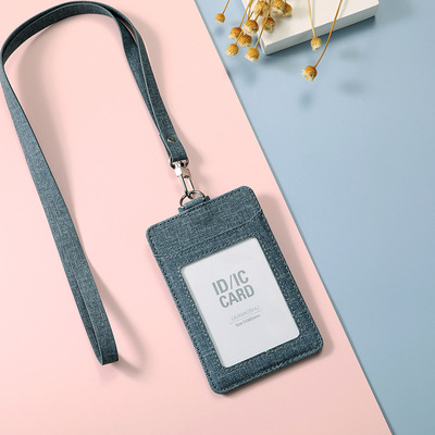 Porta Tarjetas de Tela con Cordón Retráctil para Identificación, Tarjeta de Trabajo, Tarjeta de Empleado, Ranuras Dobles para Tarjetas, Porta Tarjetas de Invitados con Hebilla Deslizante.