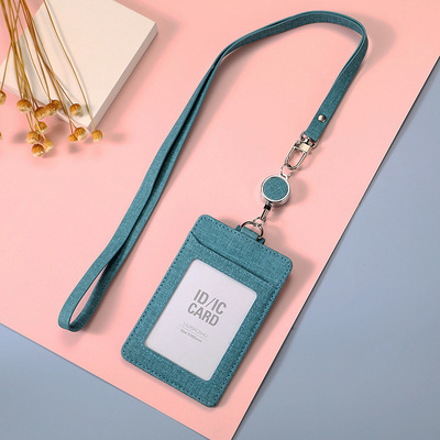 Porta Tarjetas de Tela con Cordón Retráctil para Identificación, Tarjeta de Trabajo, Tarjeta de Empleado, Ranuras Dobles para Tarjetas, Porta Tarjetas de Invitados con Hebilla Deslizante.