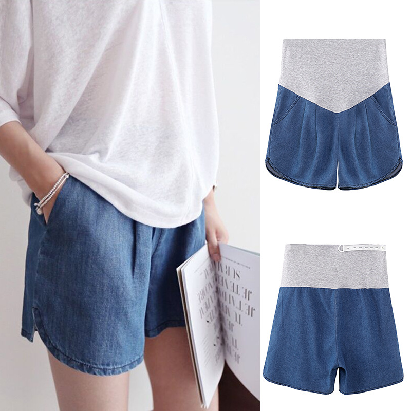 Pregnant women's Denim shorts summer wear fashionable thin loose pregnant women's pants summer trendy mom bottoming summer maternity pants