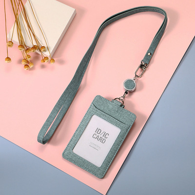 Porta Tarjetas de Tela con Cordón Retráctil para Identificación, Tarjeta de Trabajo, Tarjeta de Empleado, Ranuras Dobles para Tarjetas, Porta Tarjetas de Invitados con Hebilla Deslizante.