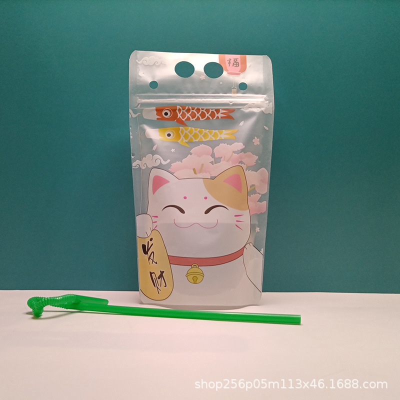 Pajita de entrega de gato de la suerte esmerilada; material compuesto