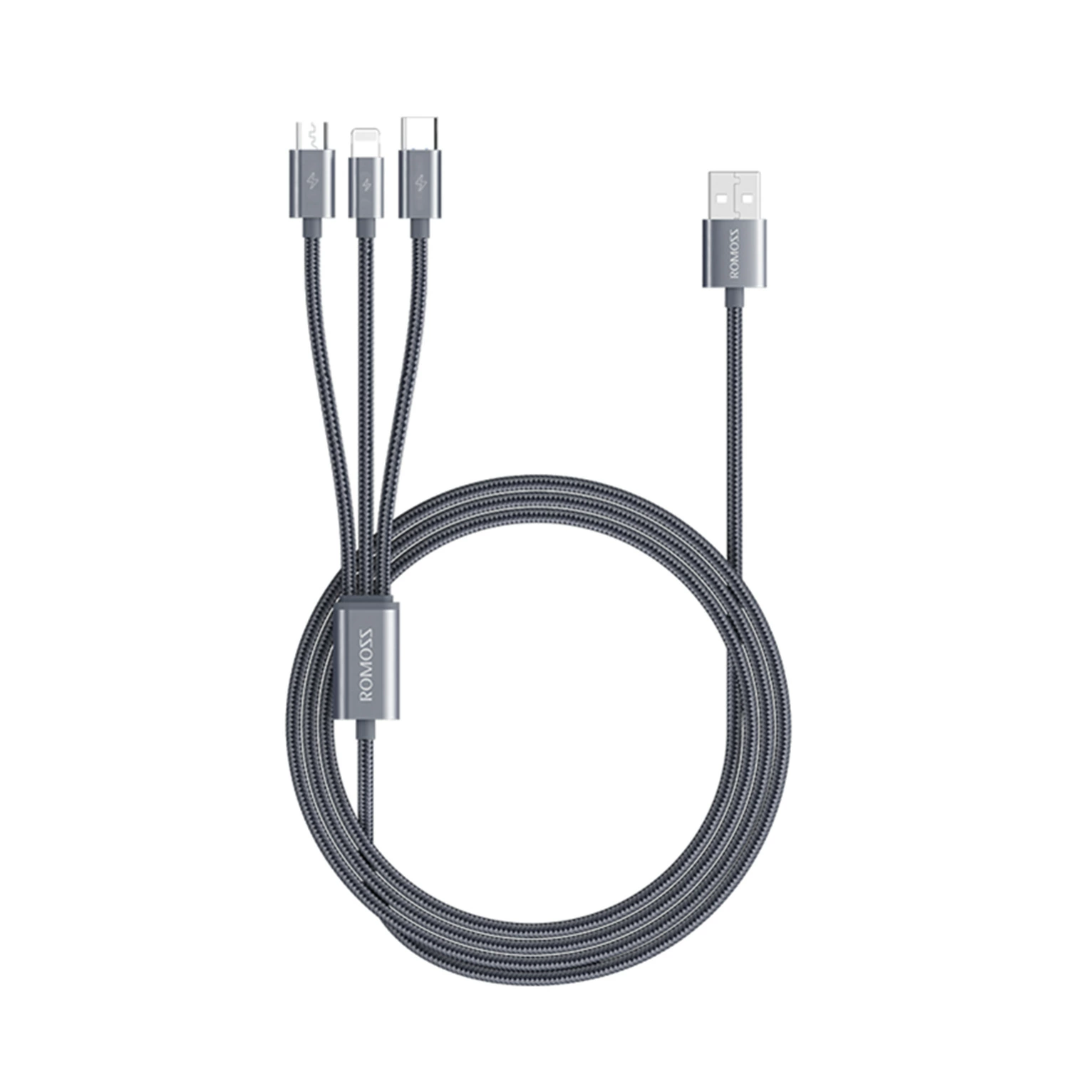 ROMOSS/ Apple, huawei, совместимый мобильный телефон, зарядный кабель, 25A, 1.5м, трёхвилочный (three-in-one)