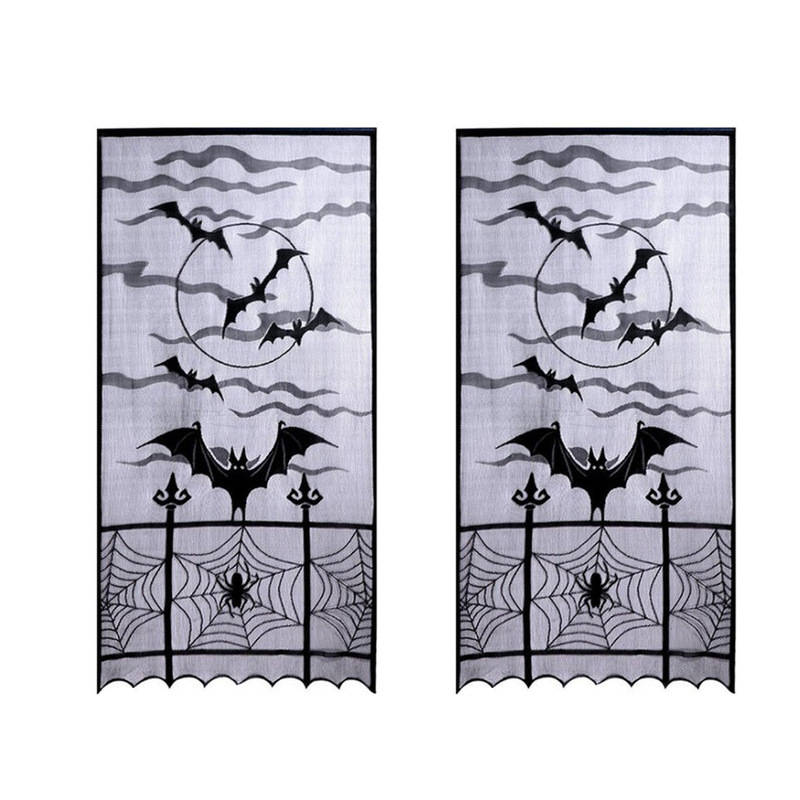 Bat Halloween Curtain Door Curtain Halloween Bat Door Curtain Halloween Black Lace Curtain Door Curtain