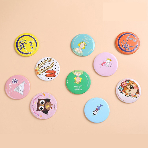 Cartoon Adorable Small Mirror Gift Mini Makeup Mirror Portable Pocket Mirror Metal Round Mirror