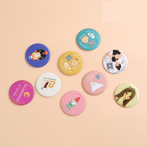 Cartoon Adorable Small Mirror Gift Mini Makeup Mirror Portable Pocket Mirror Metal Round Mirror