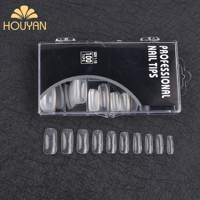 Nail art full fake Nail Box 100 pieces of transparent porcelain white natural color 0-9 full nail set