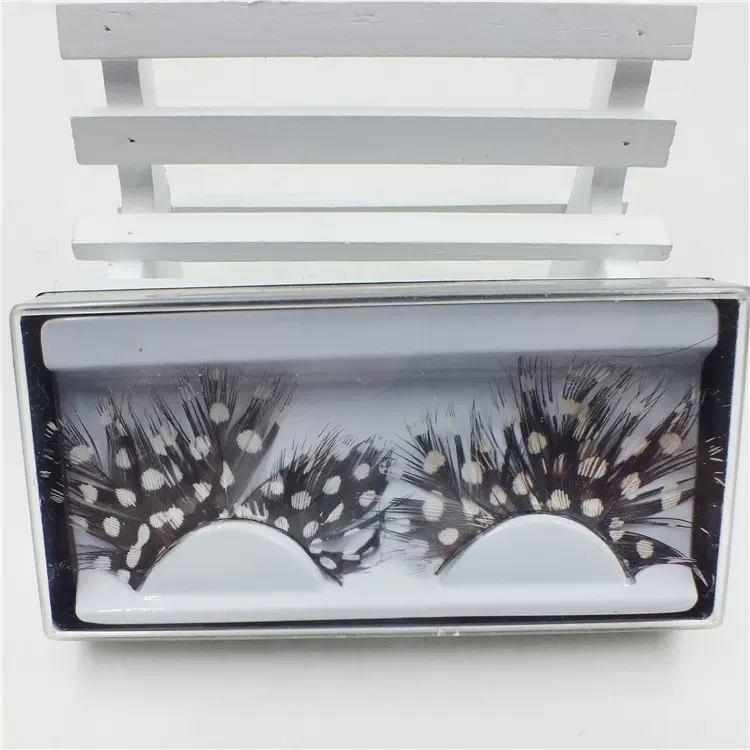 羽毛夸张黑白色眼睫毛 舞台装化妆舞会 款眼睫毛