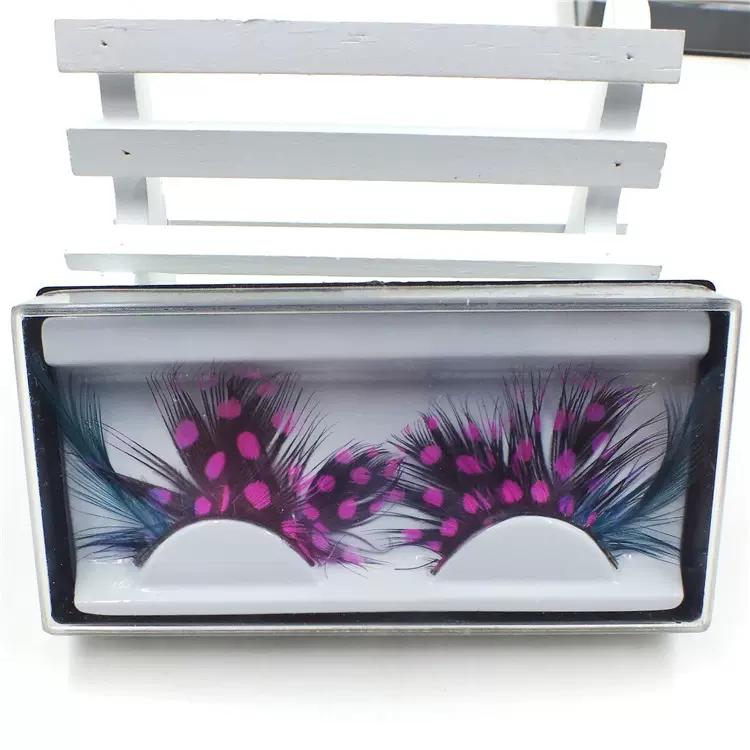 炫彩彩色羽毛假眼睫毛 棉线黑色羽毛眼睫毛厂家供应 化妆舞会