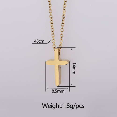 Mirror stainless steel exquisite small hole bead cross necklace for men and women couple simple hip-hop pendant clavicle chain