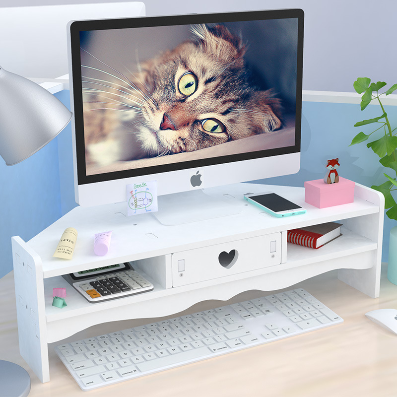 Office Computer Monitor Screen Elevated Rack Desktop Storage Desktop Neck Protection Triangle Drawer-type Storage Rack