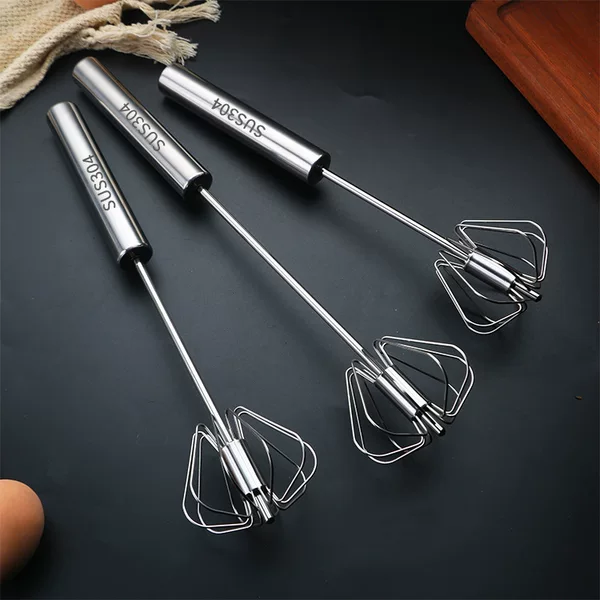 304 Stainless Steel Semi-automatic Egg Beater Cream Beater Stirring Rod Rotary Egg Beater Kitchen Baking Tools