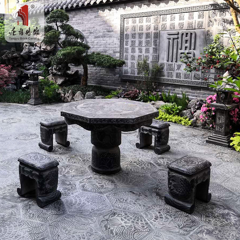 唐语砖雕 中式仿古砖青砖四合院庭院农家乐地面墙地砖 六边形旋花