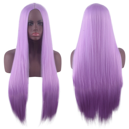 Zhu Shengda cosplay wig universal medium parted scalp black long straight hair 80CM anime wig manufacturer wholesale