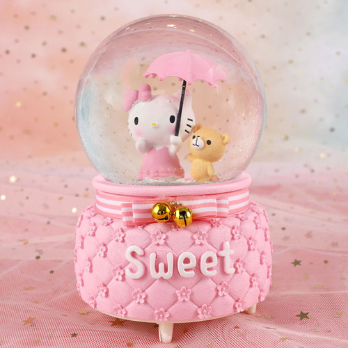 kt cat music box snowflake rotating lighted music box crystal ball creative gift birthday gift boutique