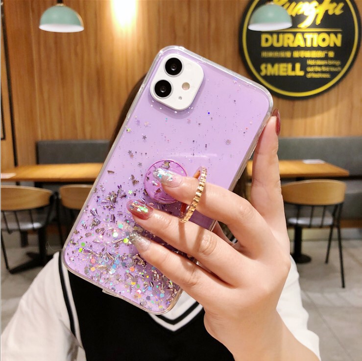Apple 17Pro Glue Soft Shell Women's Starry Sky Glitter Silver Foil Suitable for Apple 11 12Proxr XS 8Plus