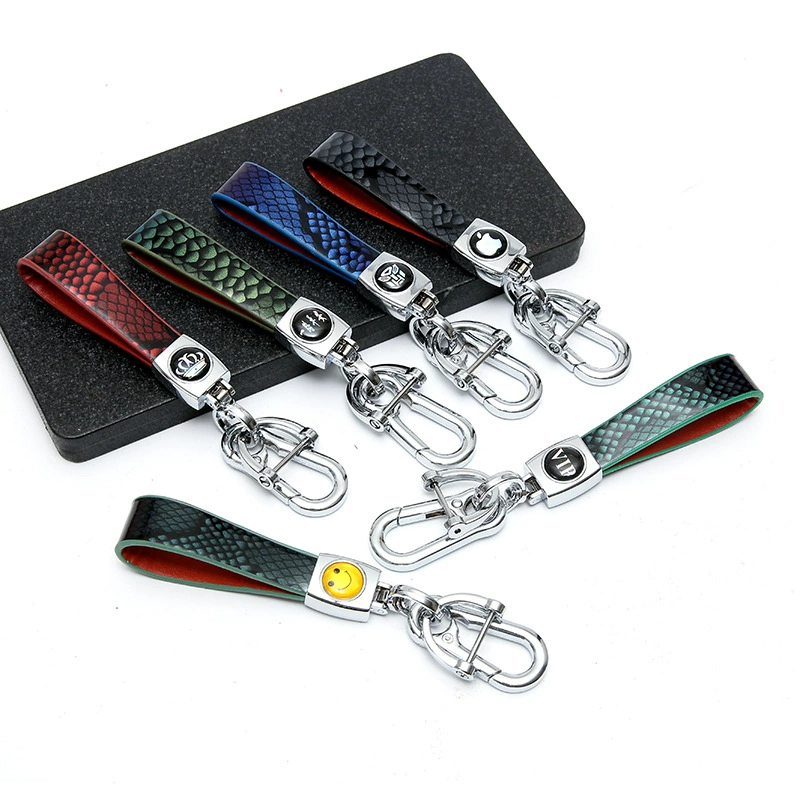 Креативное Индивидуальное оборудование Двусторонний брелок в виде змеи Кожа ручной работы Металл Натуральная кожа Автомобильный брелок Подвесные аксессуары