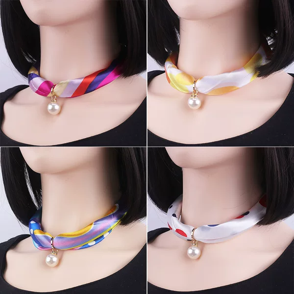 Korean Necklace Pearl Scarf Short Clavicle Scarf Clothing Accessories Neck Scarf Women Scarf