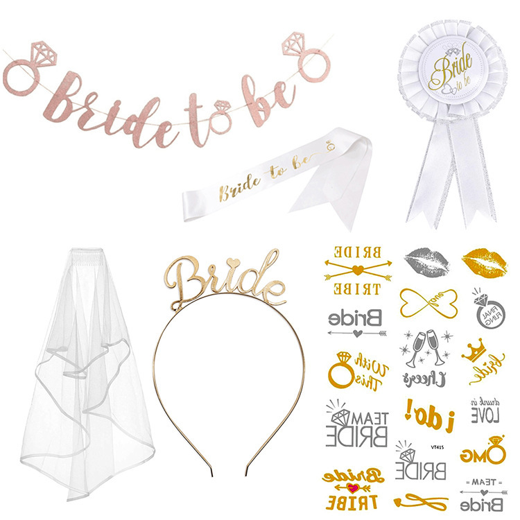 Solo partido europeo y americano nupcial velo de la boda traje Novia a ser Correa hombro cinturón ceremonial oro rosa dorado