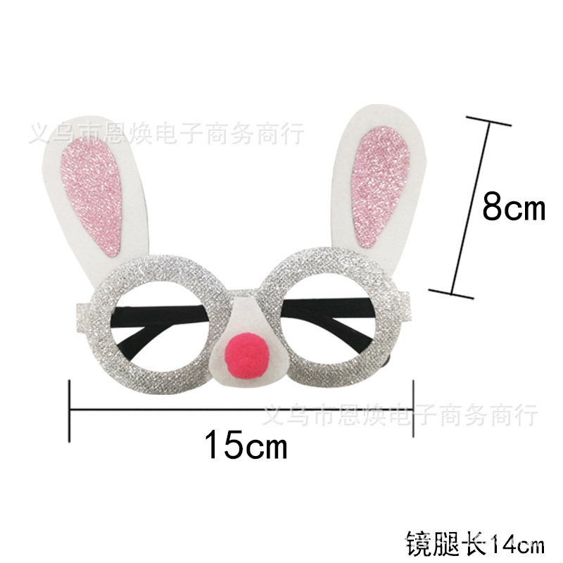 Carnaval de Pascua conejo joyería color blanco conejo gafas orejas largas conejo de Pascua joyería de conejo