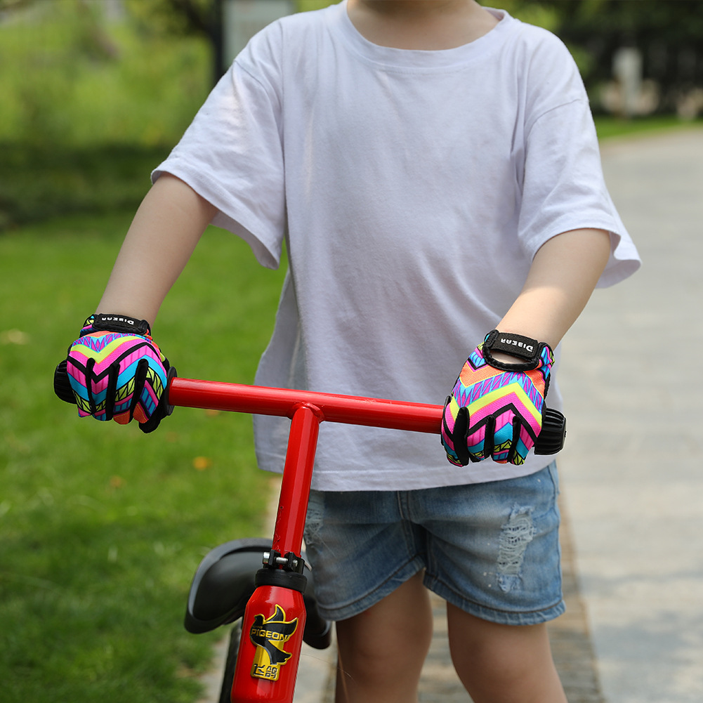 DIBEAR deportes de los niños de Palma guantes antideslizantes dedo completo de protección de la bicicleta guantes de béisbol ciclismo guantes de fitness