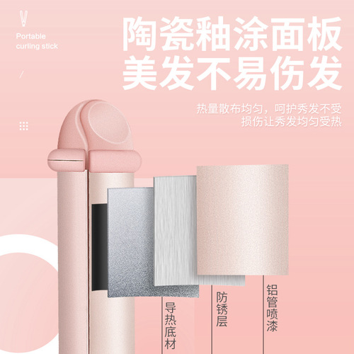 Cross-border new design direct shipping USB hair straightener compact and portable hair straightener for straightening and curling two-in-one hair styling tool