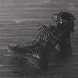 Martens, дышащие летние черные ботинки в английском стиле, универсальные тонкие короткие сапоги, в британском стиле, средней длины