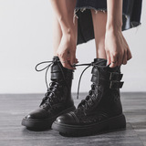 Martens, дышащие летние черные ботинки в английском стиле, универсальные тонкие короткие сапоги, в британском стиле, средней длины