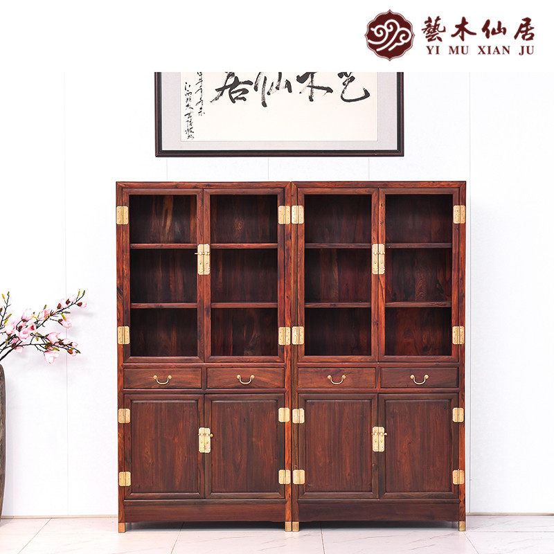 Yimu Xianju Big Red Rosewood plain top cabinet cross toe Rosewood Mingqing classical solid wood home set boutique Ming style