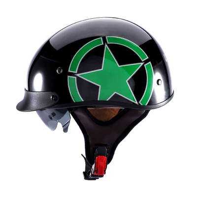 Motosiklet kaskı (dəbilqə), Motorcycle Helmet Men's Spring and - 112-bright-black-green-star-with-black-mirror-s
