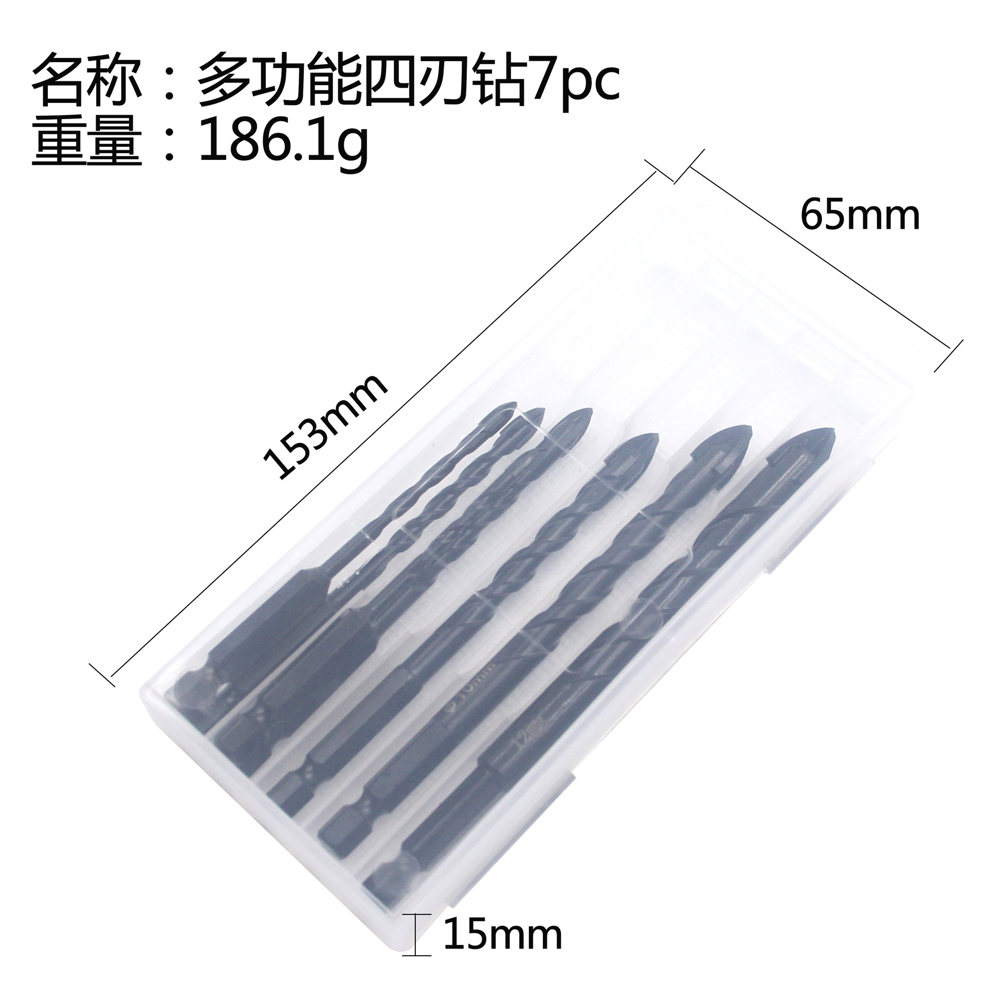 Cruz-frontera hexagonal mango negro Cruz vidrio perforación azulejo abierto broca cerámica pared taladro traje