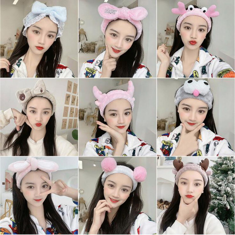 Korean Style Super Cute Rabbit Ears Flannel Hair Band Wash Face Mask Bangs Hair Band Cute Girl Animal Fluff Headband