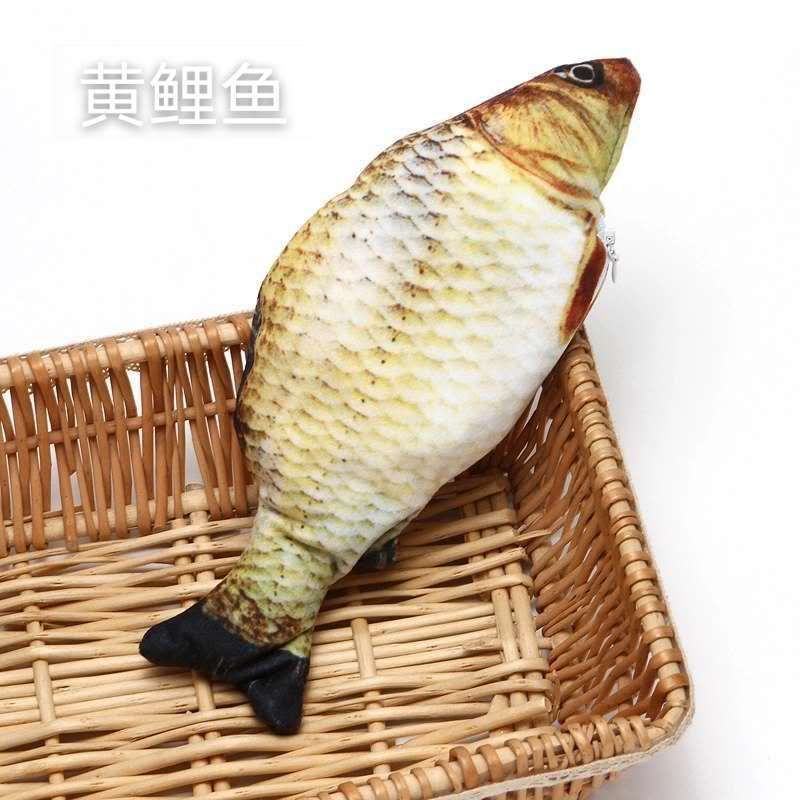 Popular eléctrico peces simulación pescado gato muñeca columpio pescado divertido gato mascota juguete de peluche Red de carga de pescado rojo al por mayor