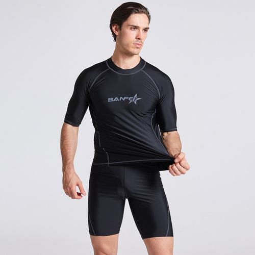 Single top, quick-drying men's short-sleeved tops, diving and swimming suits, coaching suits, snorkeling and surfing suits